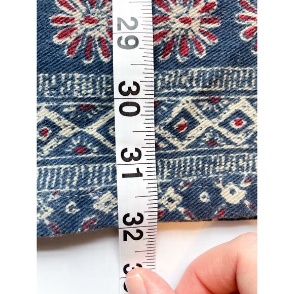 Vintage Vivaldi Jeanswear Blue Patterned Cotton Pencil Skirt Size 8 - Picture 7 of 9